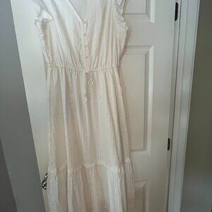 Loft White Cotton Midi Dress